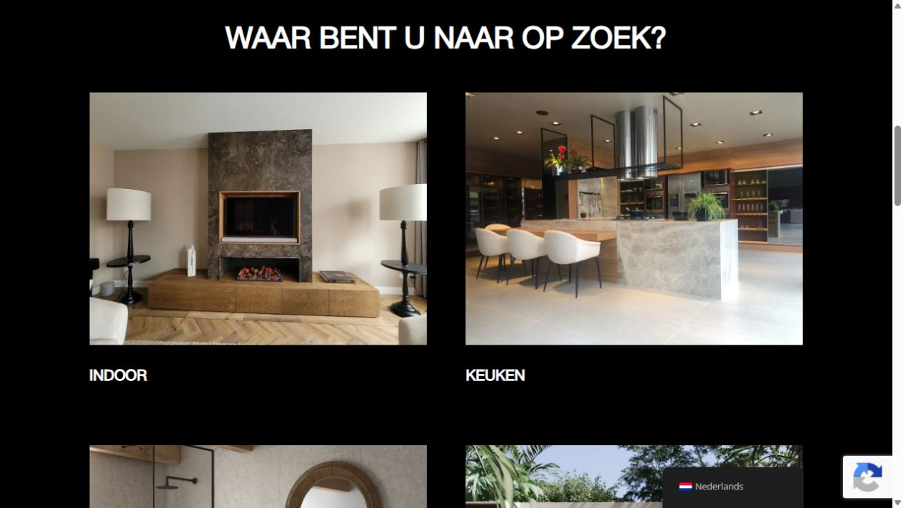 Toepassingenoverzicht van Stone Design SAB met interieur- en keukenfotografie.